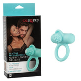 Silicone Rechargeable Nubby Lover’s Delight Ring in Aqua Blue with 12 Intense Vibration Functions Cock Rings Vibrating